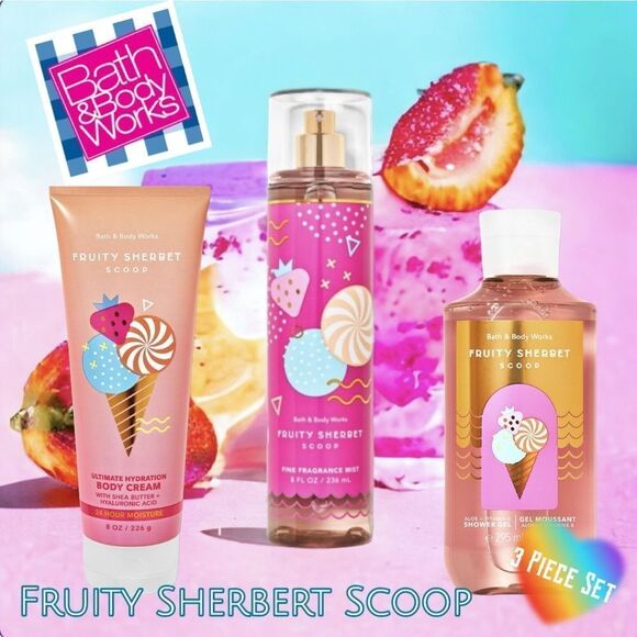Bath And Body Works 3 Piece Fruity Sherbert Scoop Set - Picture 1 of 6